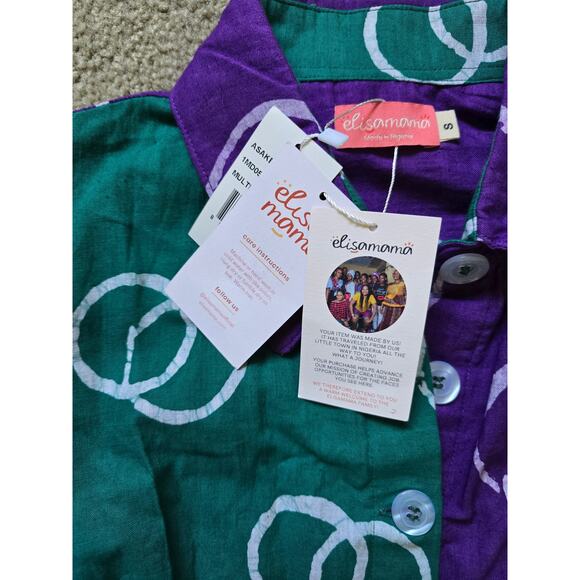 NWT** Elisamama Asake Blue Green Abstract Color-block Maxi Cotton Dress Size‎ Sm - Picture 4 of 8